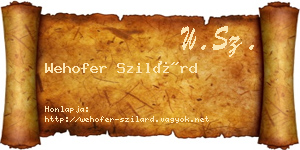 Wehofer Szilárd névjegykártya